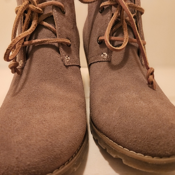 Sperry Top Sider Stella Prow Taupe Beige Leather Suede Wedge Bootie Sz 9M - Picture 2 of 8